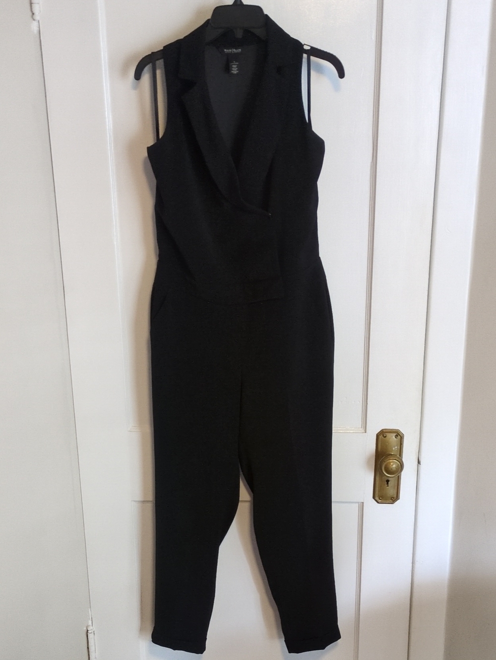 White House | Black Market Black Sleeveless Tailored Jumpsuit Romper